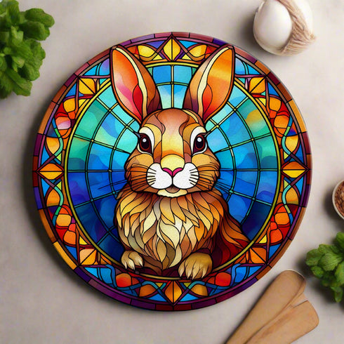 Rabbit Circular Glass Suncatcher Worktop Saver